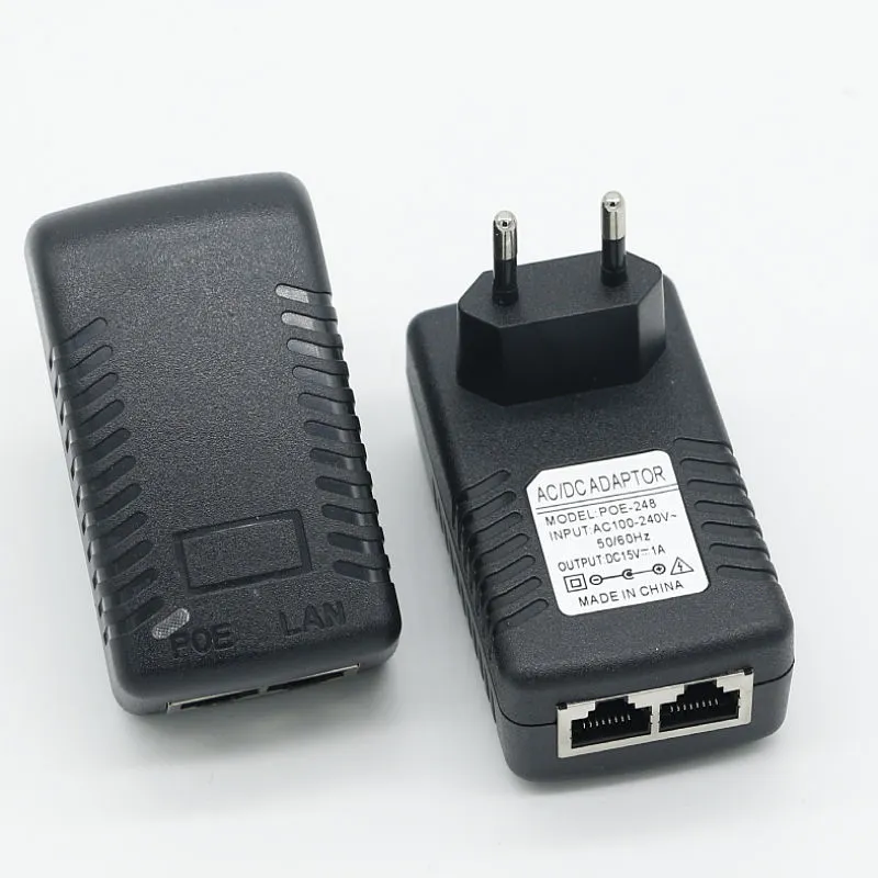 15V 1A väggmonterad europlugg Ethernet POE-injektor