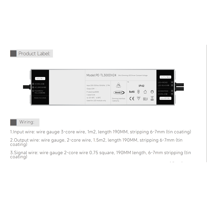 250W Constnat Current DALI Dimbar LED-drivrutin