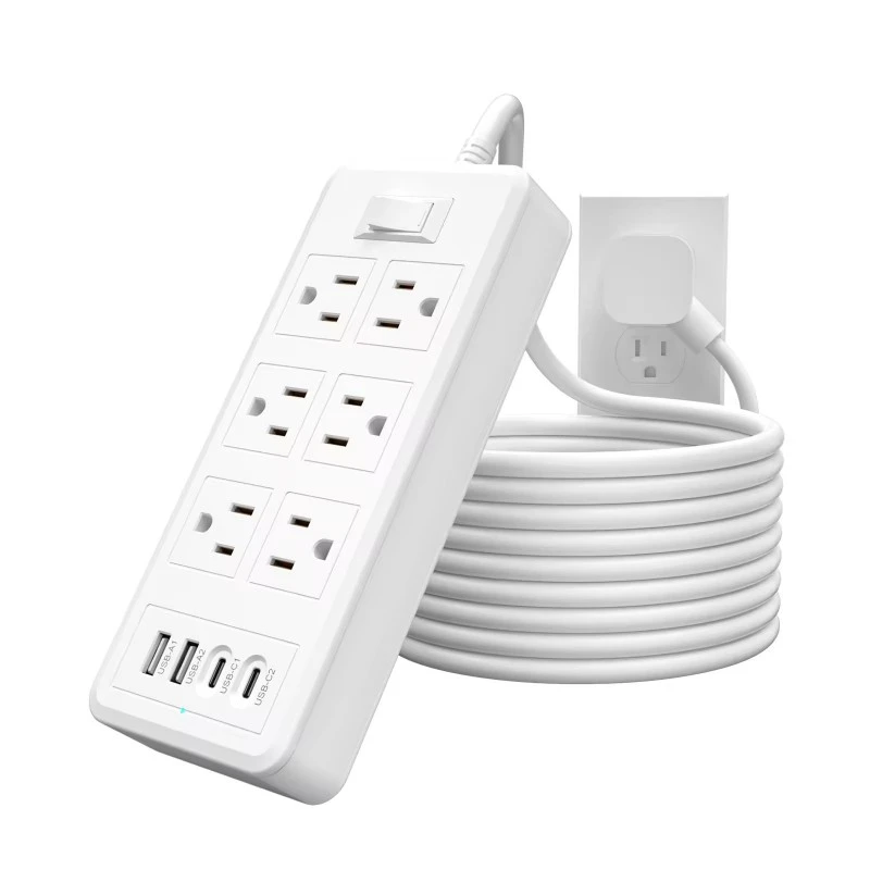 6 uttag 4 USB-portar US Power Strip