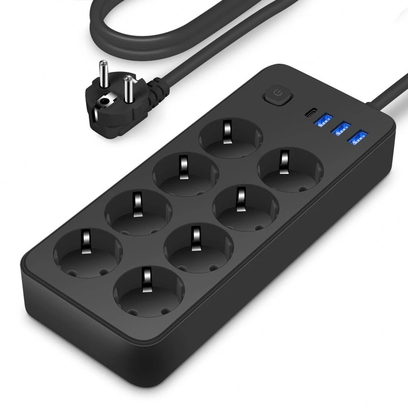8 uttag EU-kontakt Power Strip