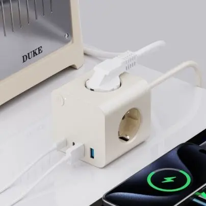 EU Power Strip med 25W PD USB 3 AC-uttag