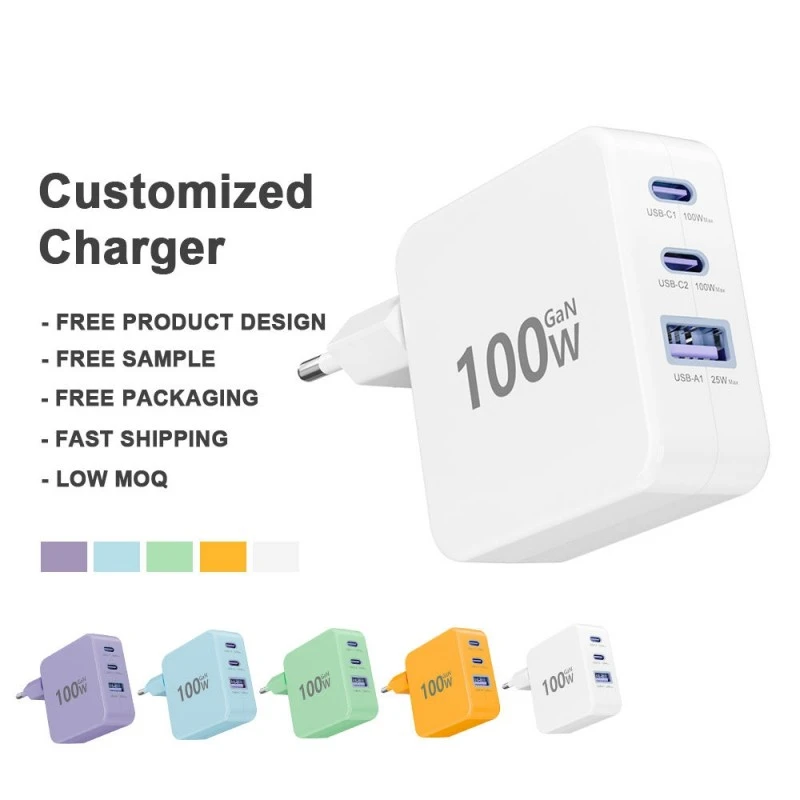 PD 3.0 100W Typ C snabbladdare UK US AU EU-kompatibel väggladdare