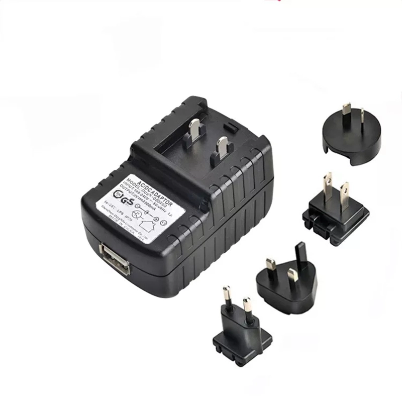 Universal 5V 2A USB-adapter med utbytbar kontakt