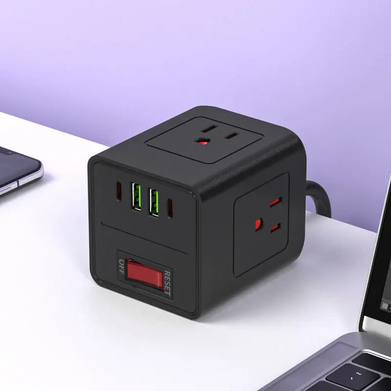 Us Flat Plug Travel Power Strip Cube Strömuttag